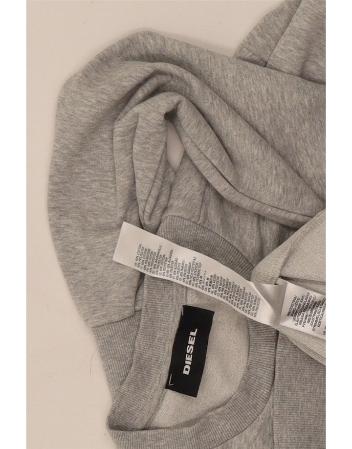 Diesel masculino moletom gráfico jumper grande algodão manchado cinza