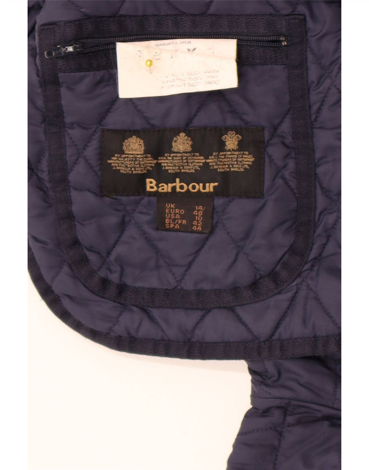Jaqueta acolchoada feminina Barbour UK 14 grande azul marinho poliamida