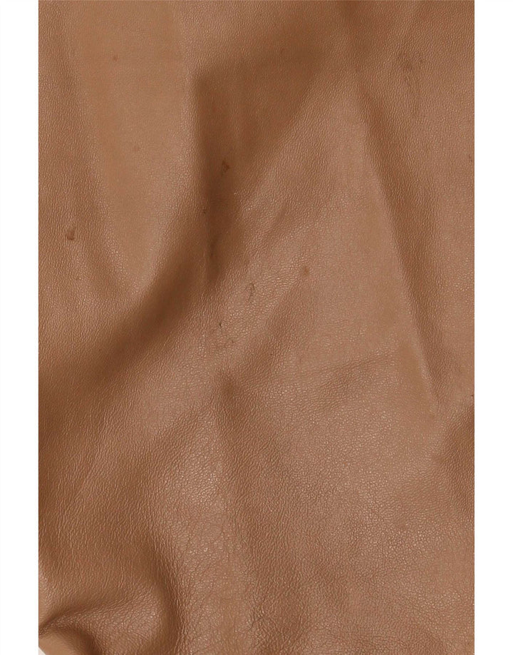 Calça feminina de couro Bootcut Conbipel IT 46 grande W34 L32 bege
