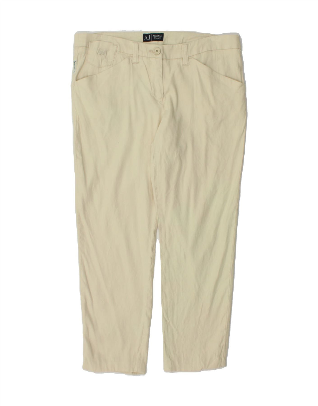 ARMANI Womens Slim Casual Trousers W28 L23 Off White Linen Vintage Armani and Second-Hand Armani from Messina Hembry 