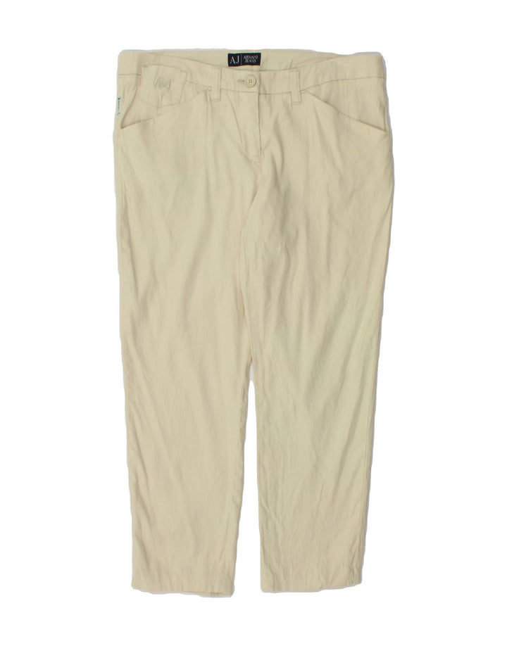 ARMANI Womens Slim Casual Trousers W28 L23 Off White Linen Vintage Armani and Second-Hand Armani from Messina Hembry 