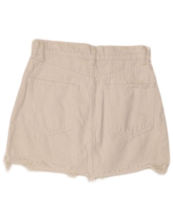 Saia jeans feminina Zara pequena W28 algodão branco