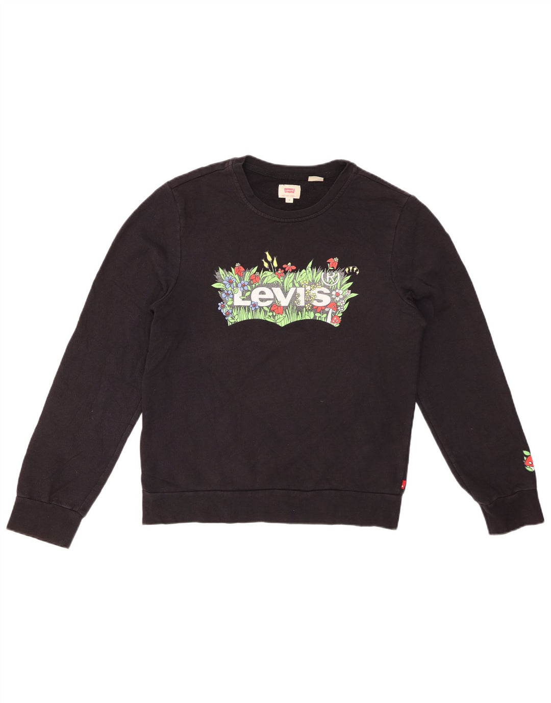 Suéter gráfico feminino LEVI'S Reino Unido 10 pequeno algodão floral preto