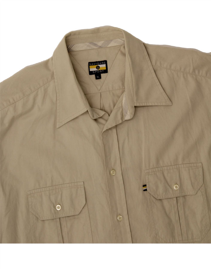 NAVIGARE Mens Shirt XL Beige Cotton Vintage Navigare and Second-Hand Navigare from Messina Hembry 