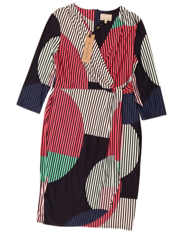 Vestido bainha feminino Phase Eight UK 16 grande multicolorido geométrico