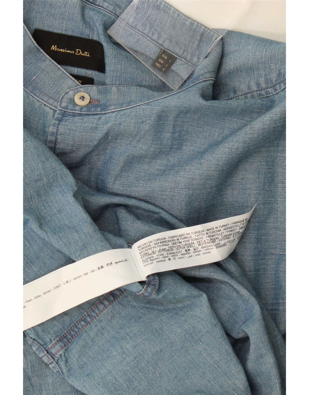 Camisa masculina Massimo Dutti grande algodão azul