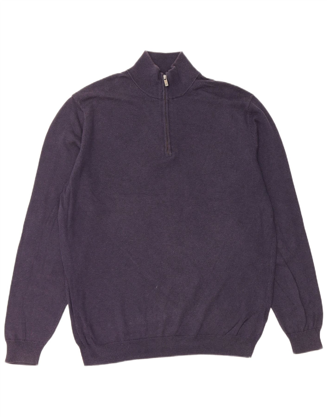 Suéter masculino MASSIMO DUTTI com zíper e gola grande de algodão azul marinho