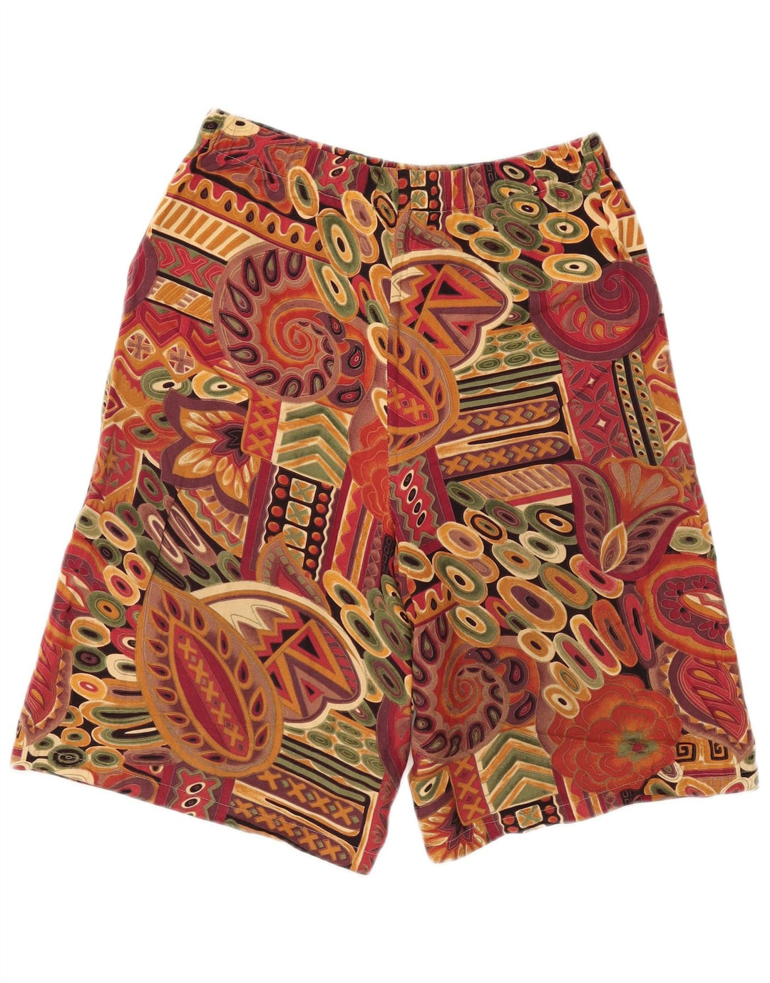 Shorts casual feminino vintage W30 médio floral multicolorido