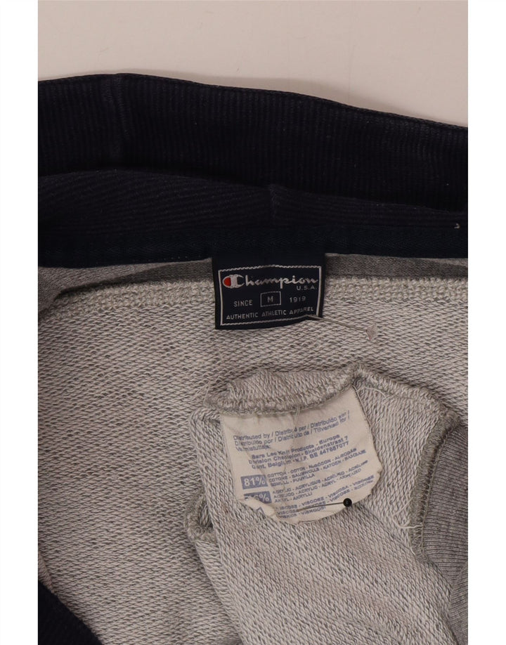 Suéter masculino Champion com capuz e zíper cinza médio algodão colorblock