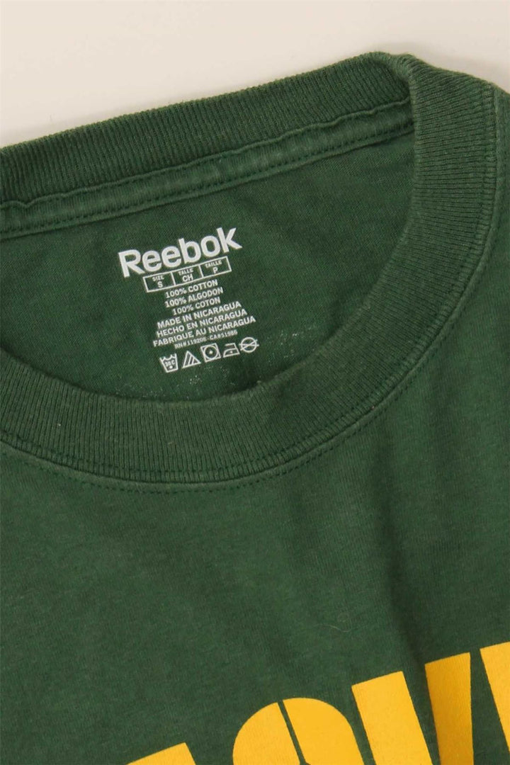 REEBOK Mens Packers Graphic Camiseta Top Pequeno Algodão Verde