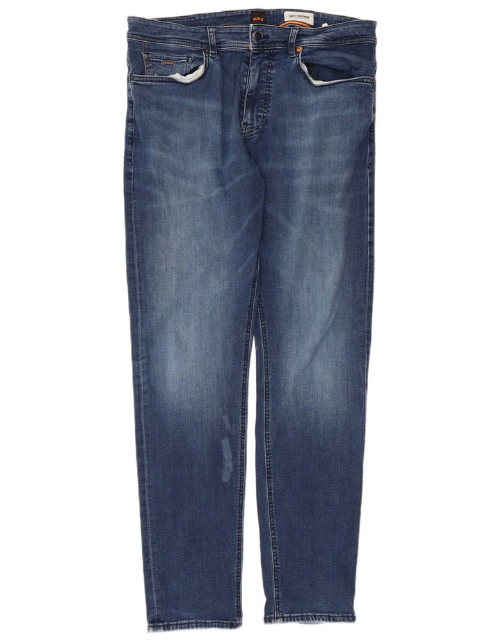 Hugo Boss Womens Soft Motion Slim Jeans W36 L34 Azul Algodão