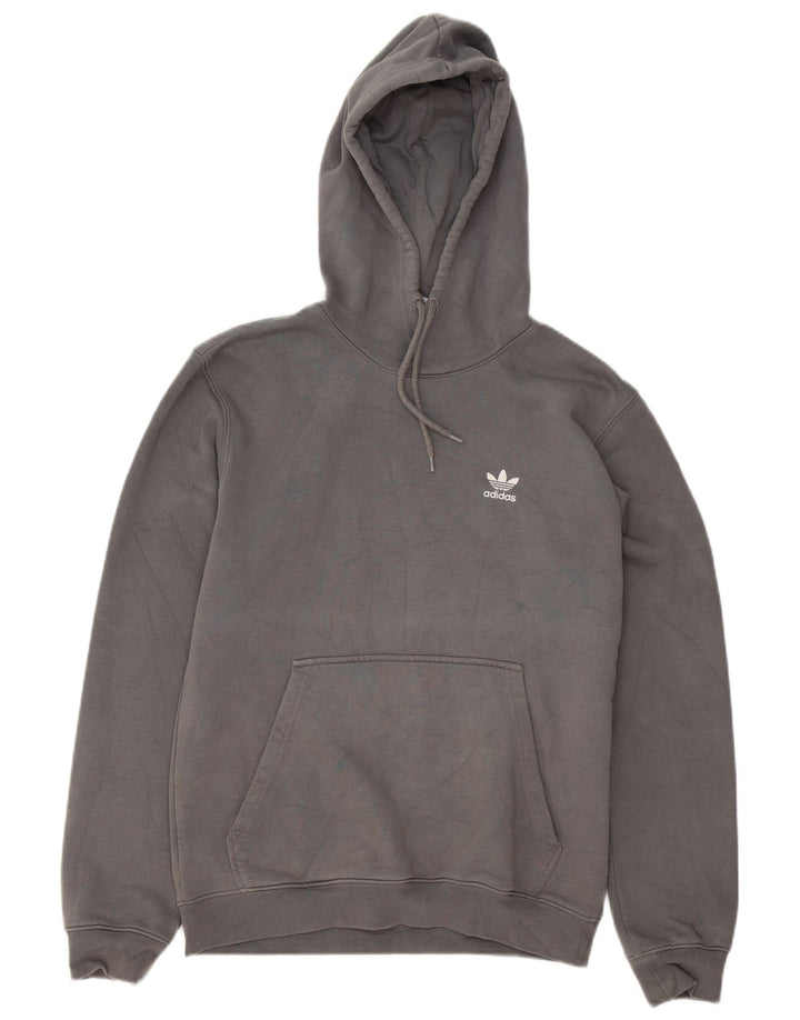 Adidas Mens Hoodie Jumper Pequeno Algodão Cinza