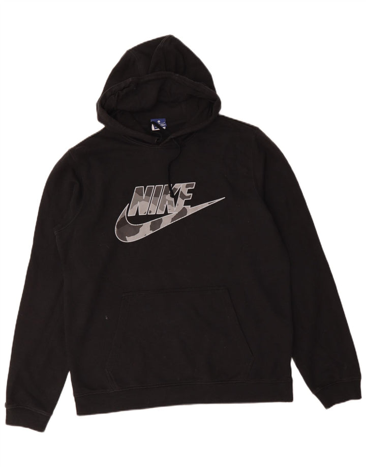 Nike masculino gráfico moletom com capuz médio algodão preto