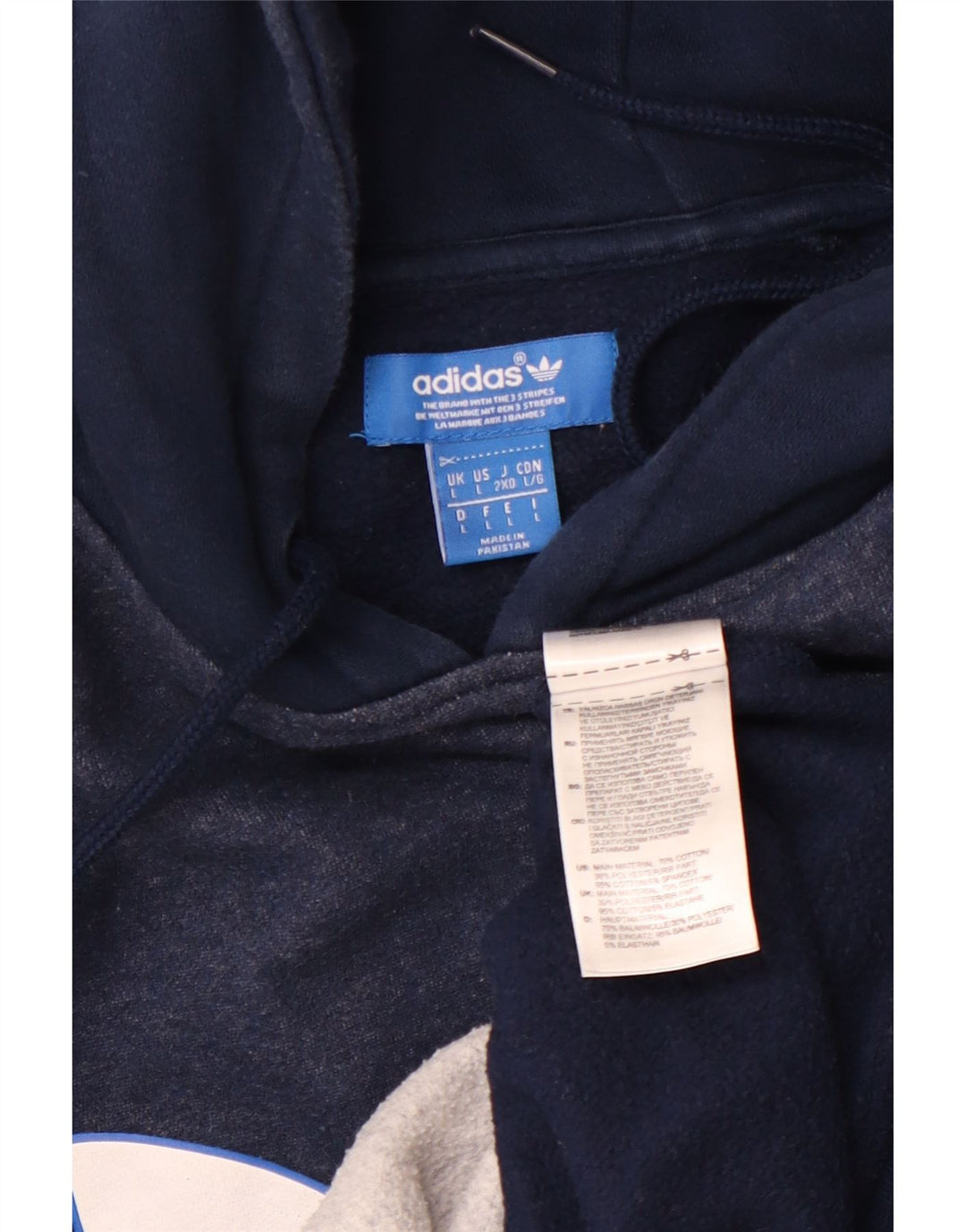 ADIDAS Mens Graphic Hoodie Jumper Grande Algodão Azul Marinho