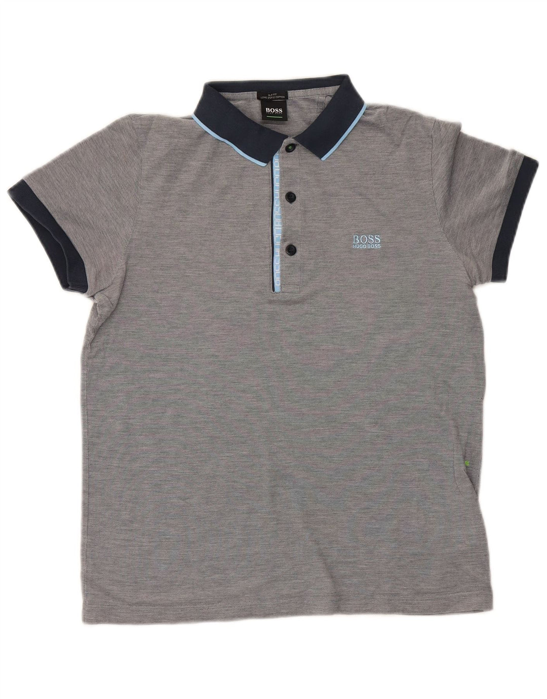 Camisa polo masculina Hugo Boss cinza médio algodão colorblock