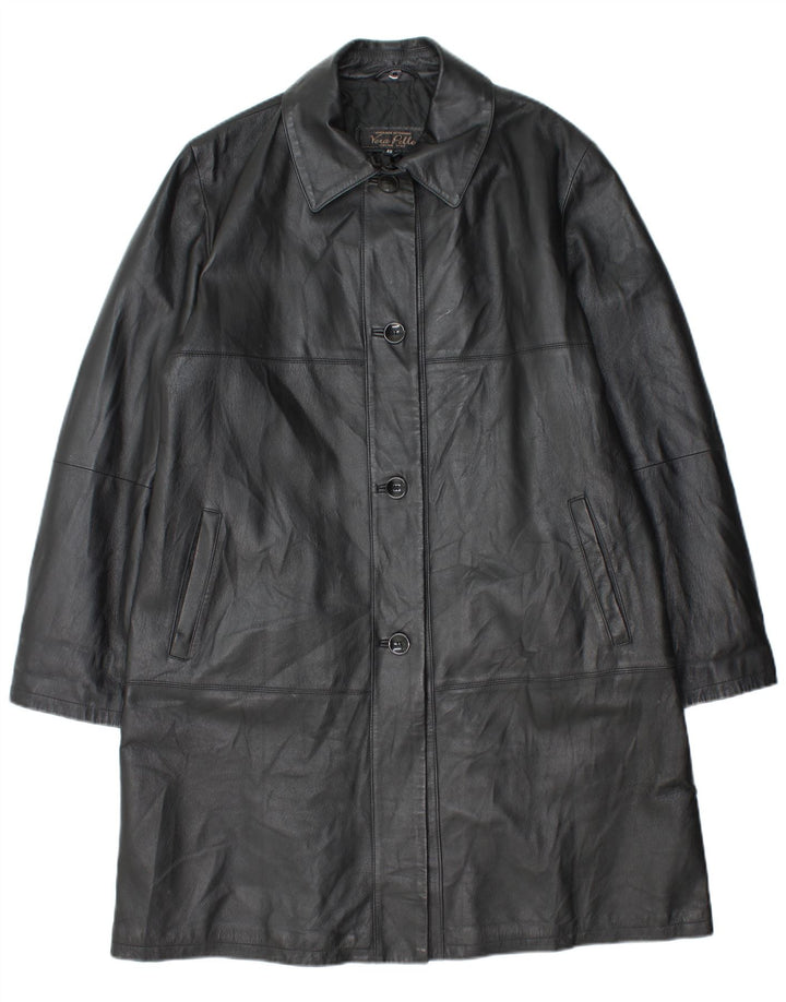 Casaco de couro feminino vintage IT 48 XL couro preto
