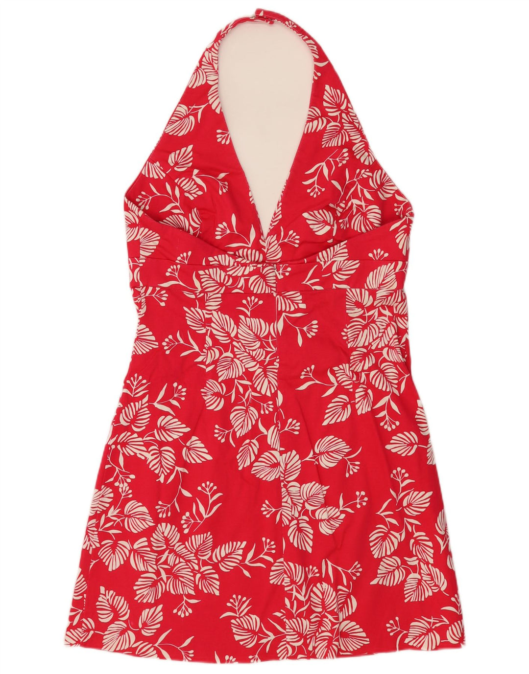 WAREHOUSE Vestido frente única feminino Reino Unido 16 grande algodão floral vermelho