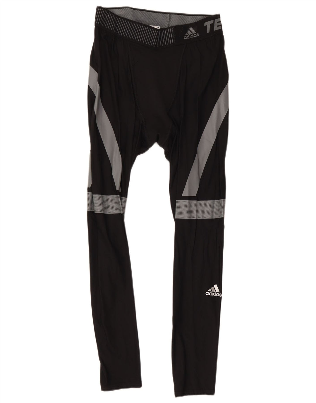Adidas Mens Tech Fit Crop Leggings Grande Preto Colourblock Poliamida
