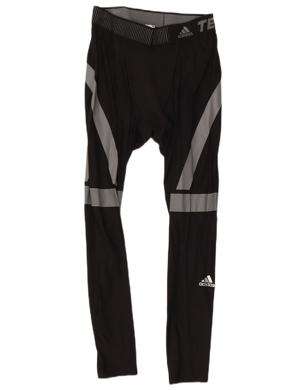 Adidas Mens Tech Fit Crop Leggings Grande Preto Colourblock Poliamida