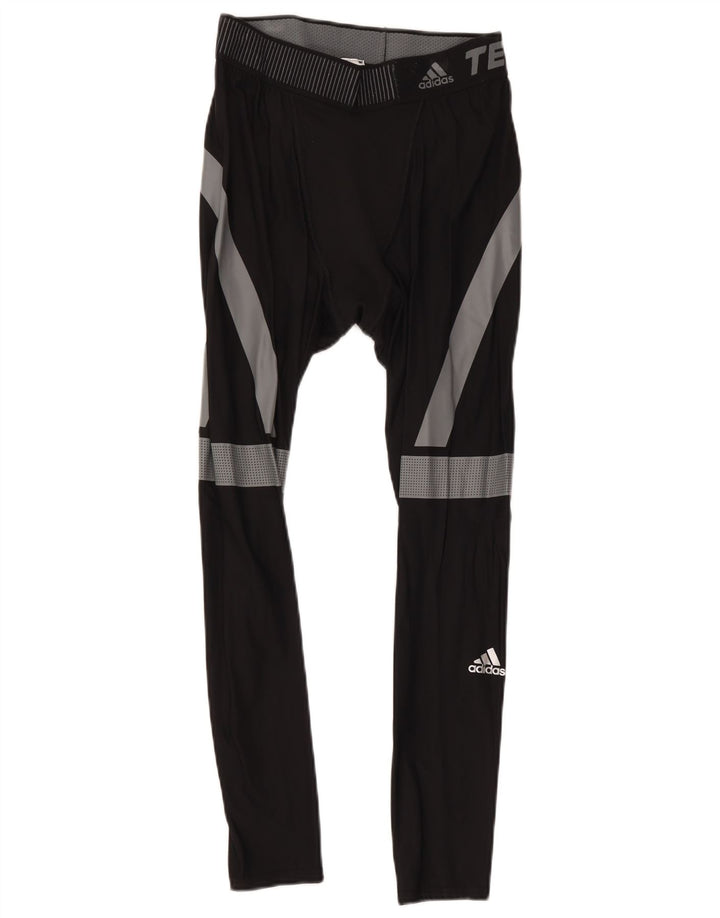Adidas Mens Tech Fit Crop Leggings Grande Preto Colourblock Poliamida