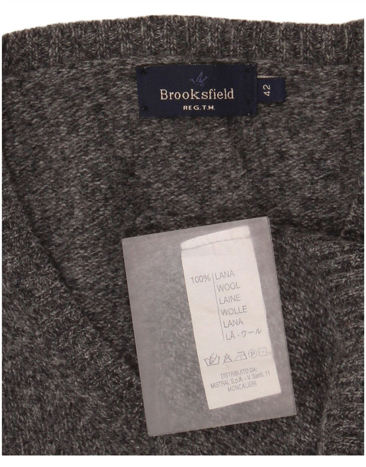 Suéter feminino Brooksfield com decote em V IT 42 lã manchada cinza médio