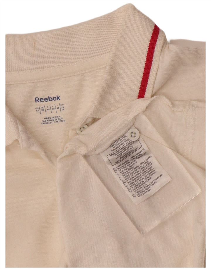 Camisa polo feminina REEBOK UK 4 XS algodão branco