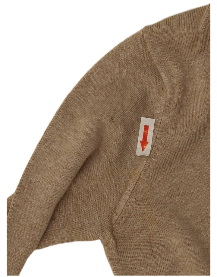 Suéter feminino Zara com decote em V Reino Unido 10 pequeno rayon bege