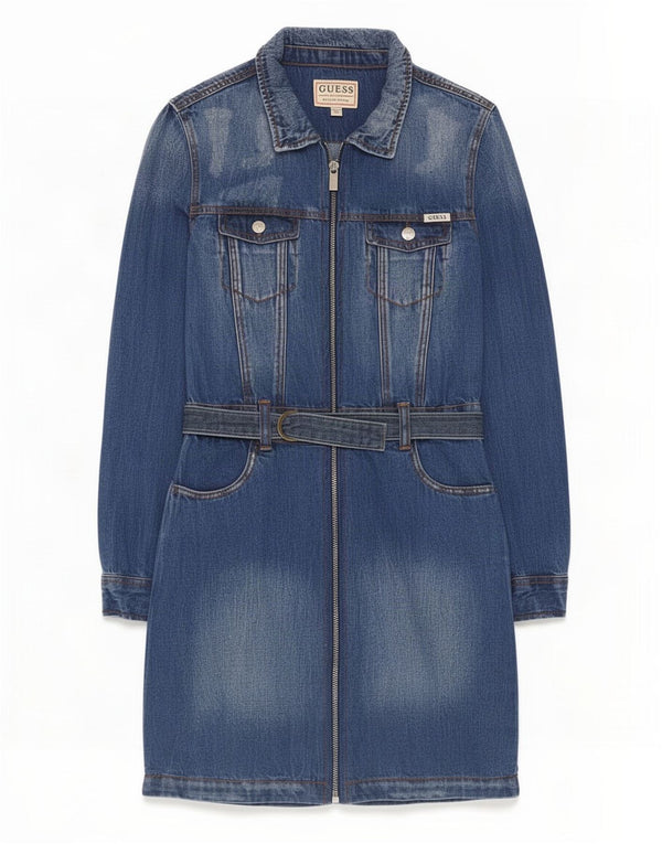 Guess Meninas Vestido jeans manga comprida 11-12 anos algodão azul