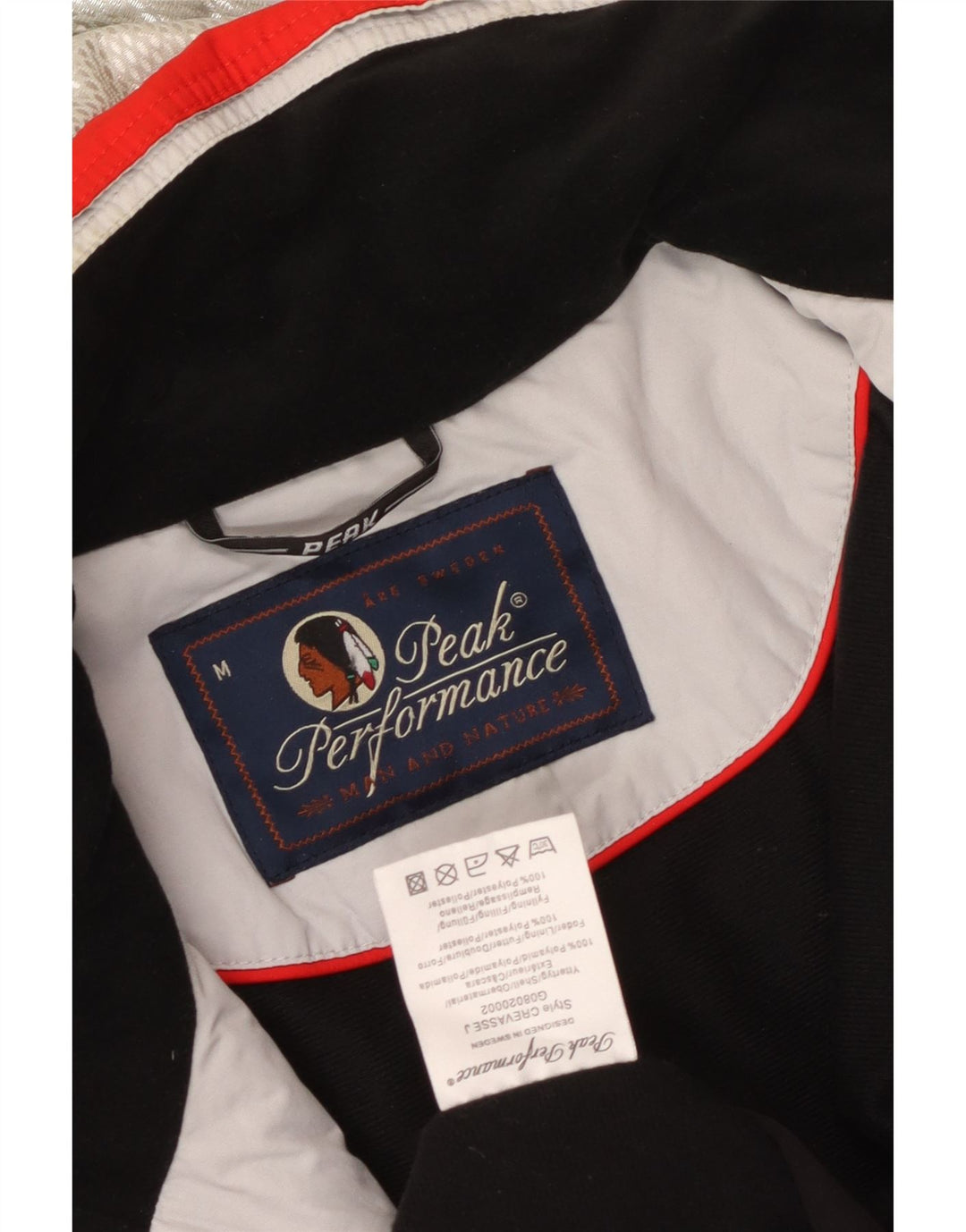 Jaqueta de esqui masculina com capuz Peak Performance UK 38 Medium Red Colourblock