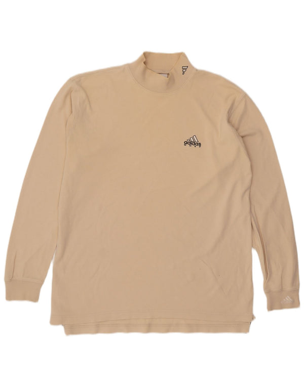 Adidas Mens Top Manga Longa UK 38/40 Algodão Bege Médio