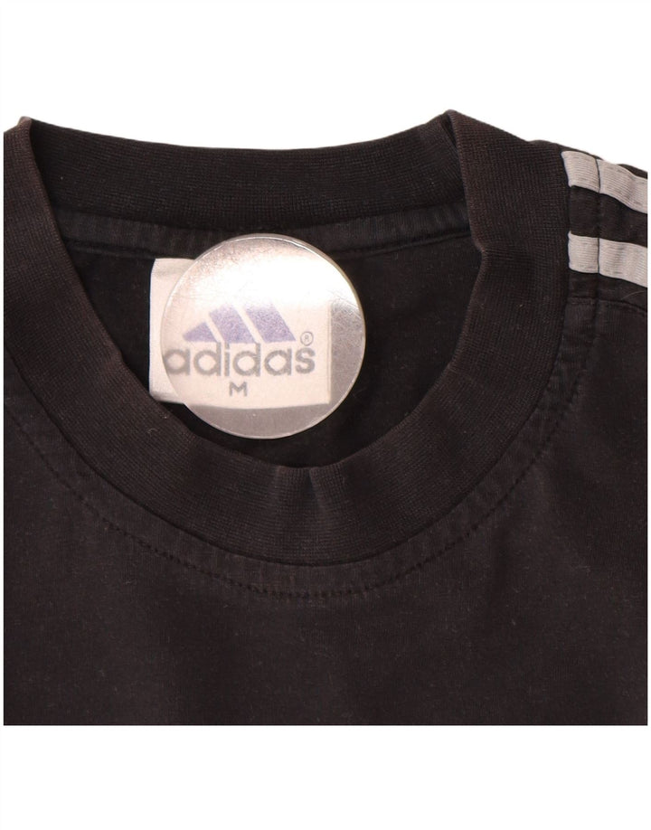 Adidas Mens Camiseta Top Médio Algodão Preto