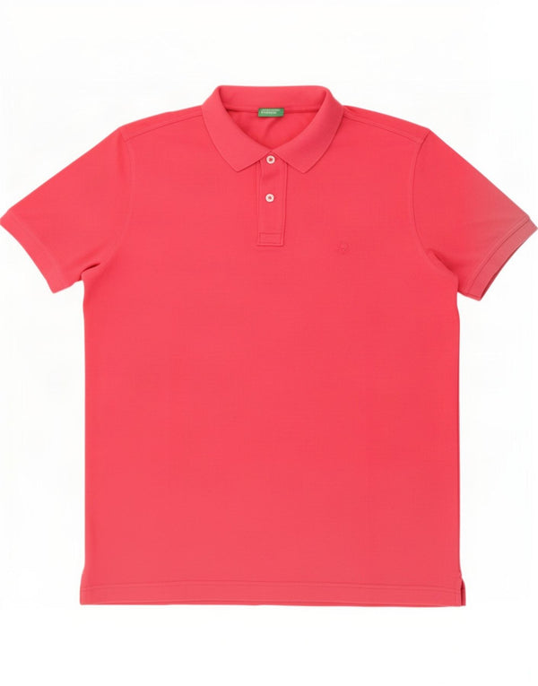 Camisa polo masculina Benetton grande algodão rosa
