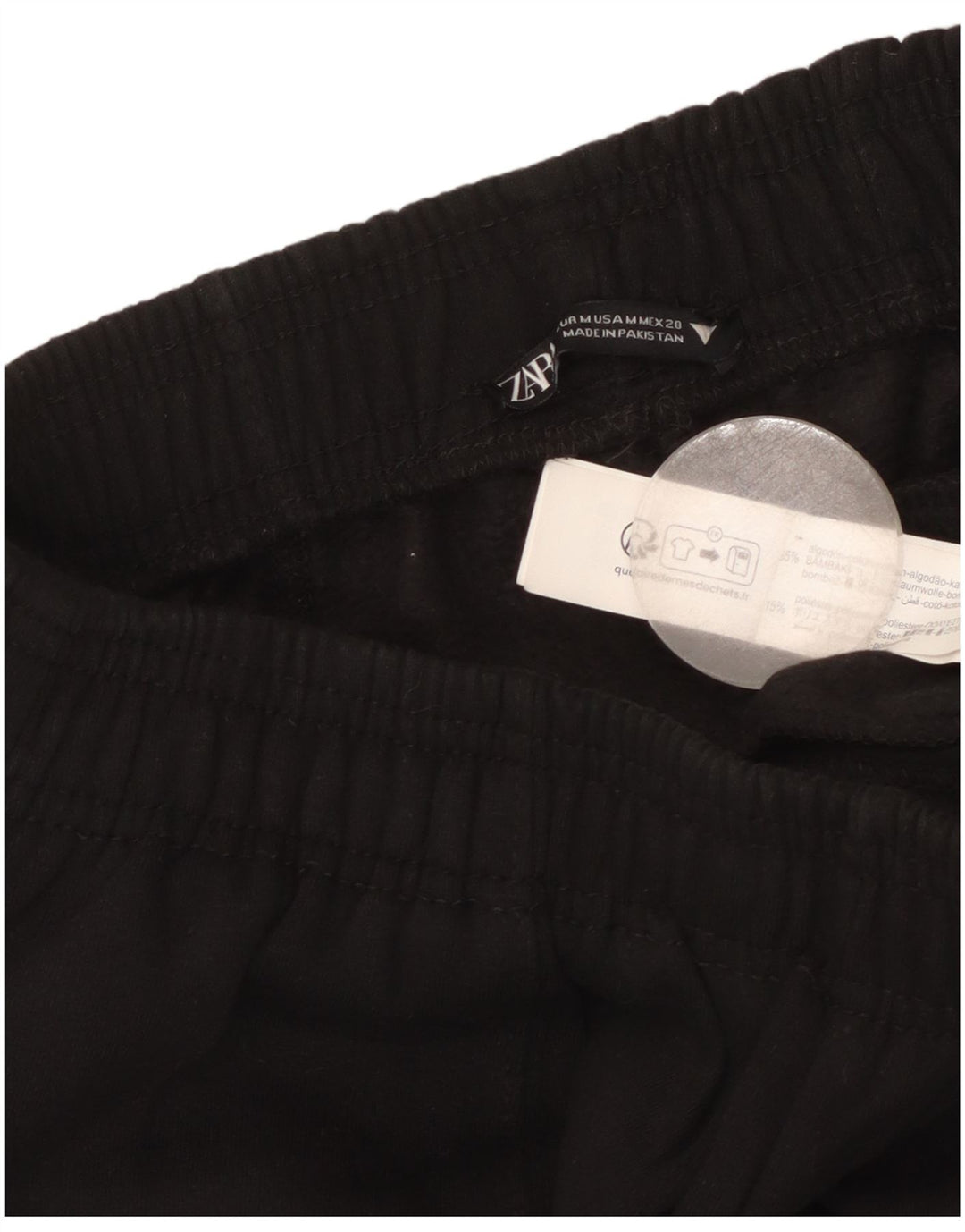 Calça de treino feminina Zara UK 12 algodão preto médio