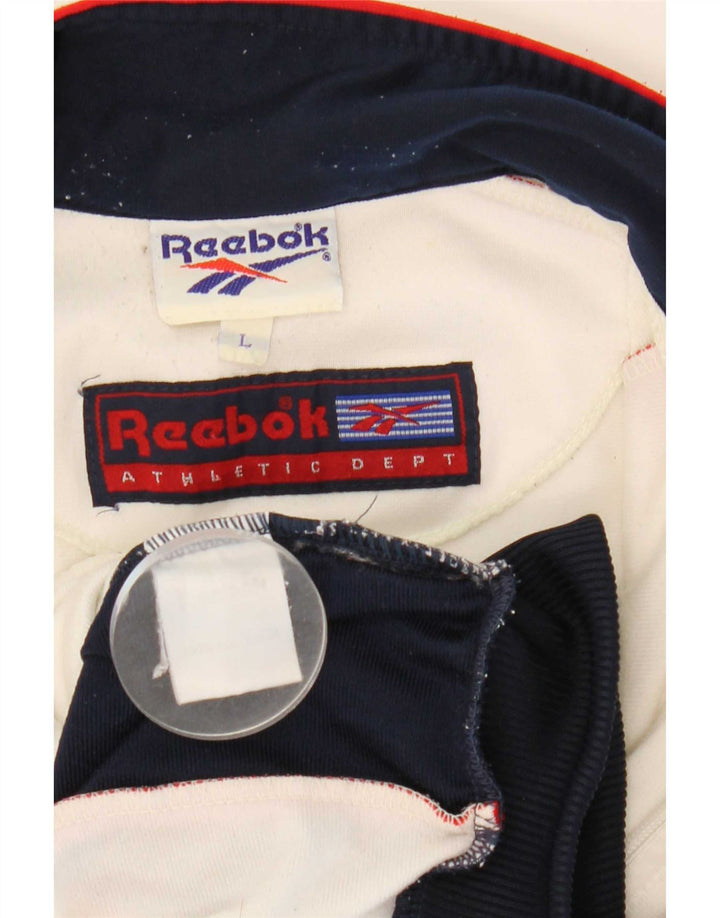 Reebok Mens Tracksuit Top Jacket Grande Branco Colorblock Poliéster