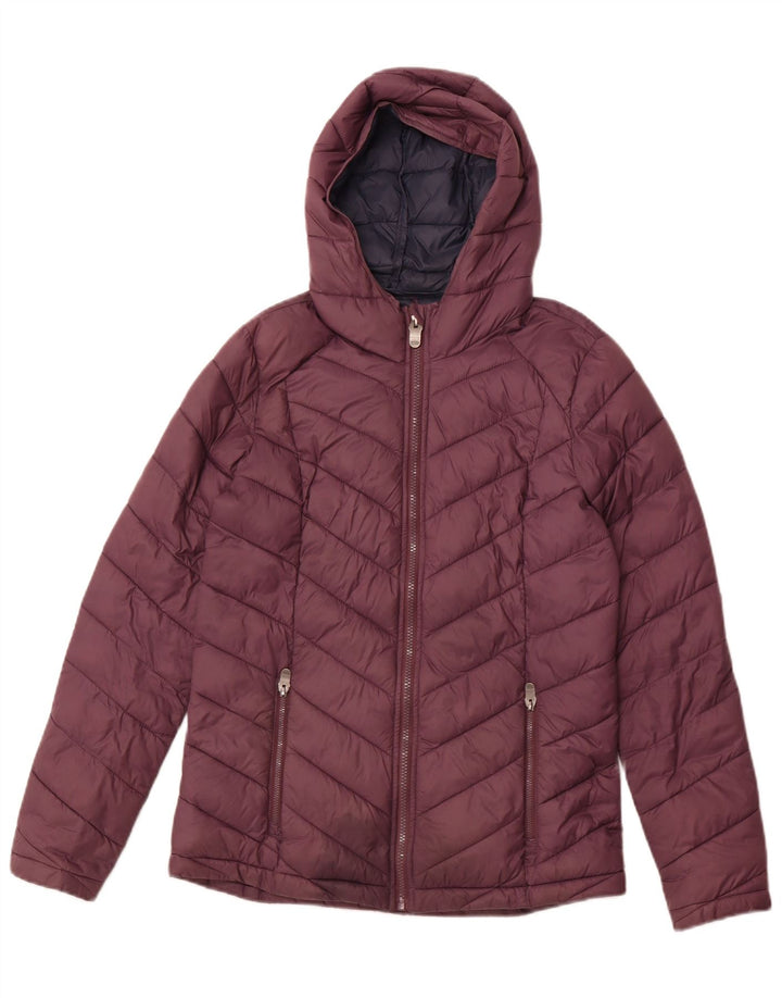 Jaqueta acolchoada com capuz feminina FAT FACE UK 10 pequena marrom nylon
