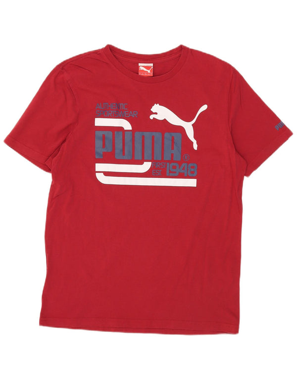 Puma Mens Graphic T-Shirt Top Médio Algodão Vermelho