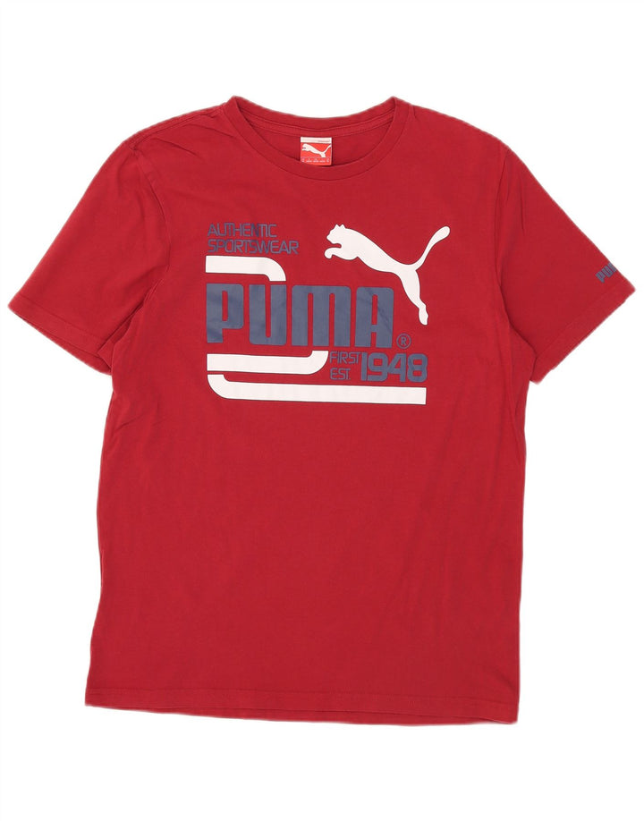 Puma Mens Graphic T-Shirt Top Médio Algodão Vermelho