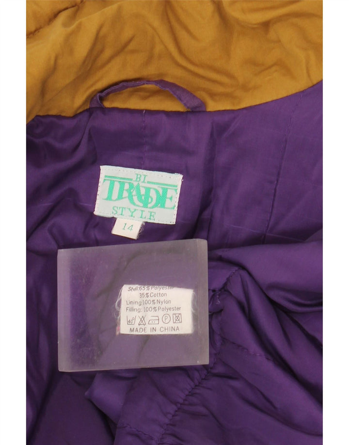 Casaco corta-vento desproporcionado Reino Unido 14 das mulheres do vintage grande poliéster roxo