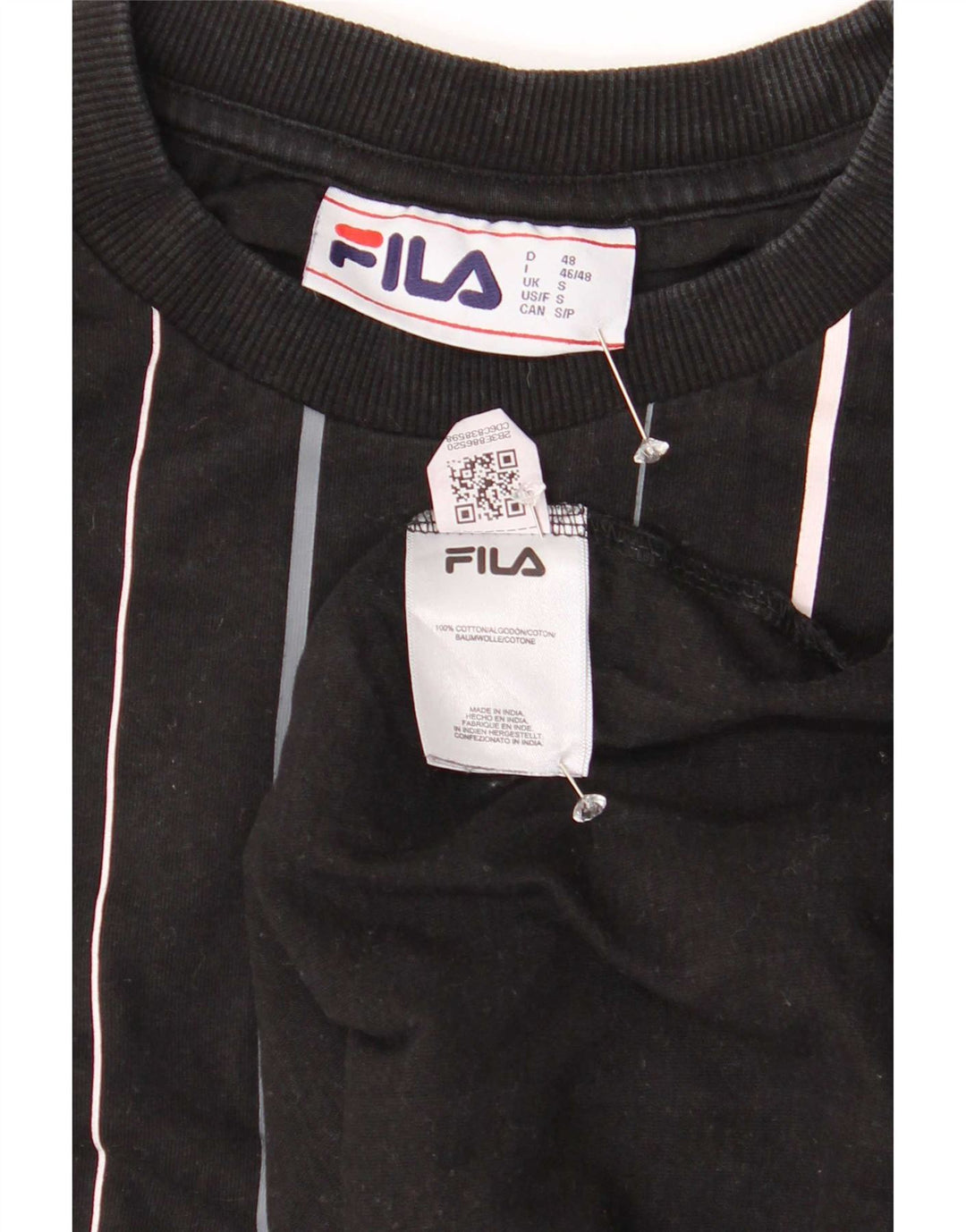 Camiseta masculina Fila top pequeno algodão listrado preto