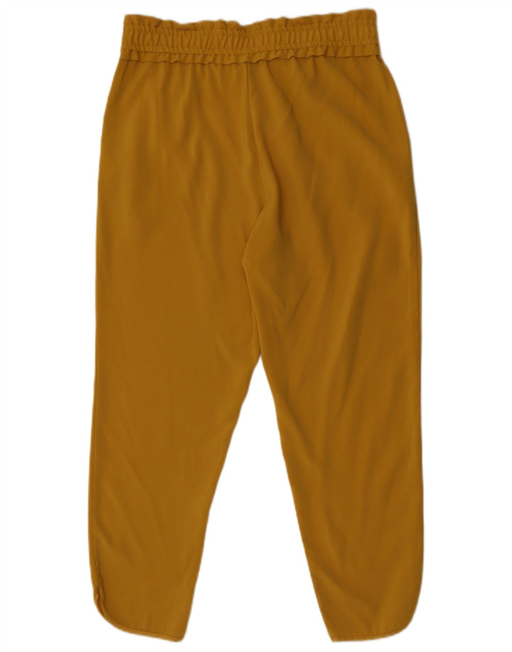 Zara Calça feminina cônica cortada média W28 L25 poliéster amarelo