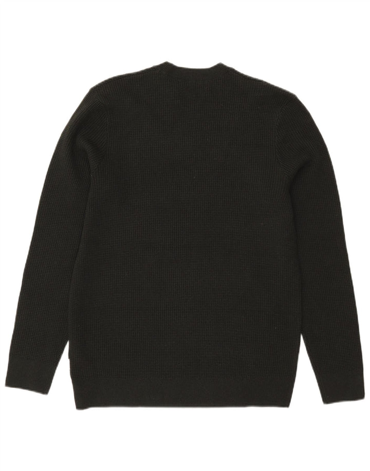 Suéter masculino Marks & Spencer com gola redonda, pequeno poliéster cáqui