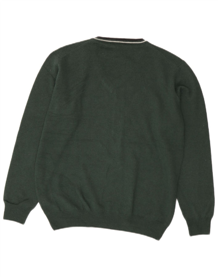 Suéter masculino Fred Perry com decote em V 15-16 anos lã verde