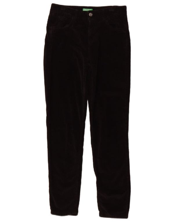 Calça feminina de veludo cotelê BENETTON UK 8 pequena W26 L27 algodão preto