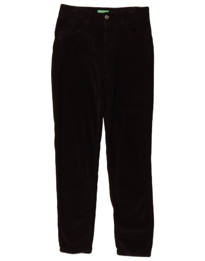 Calça feminina de veludo cotelê BENETTON UK 8 pequena W26 L27 algodão preto