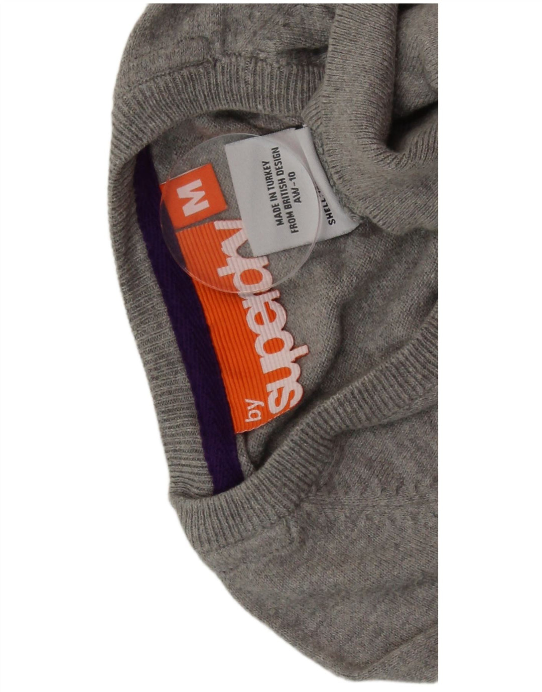 Suéter masculino SUPERDRY com decote em V de algodão cinza médio