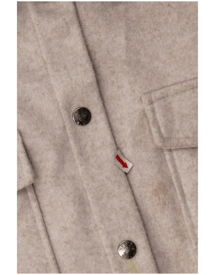 Zara Womens Oversized Shacket Fleece Shirt UK 16 Grande Cinza Poliéster