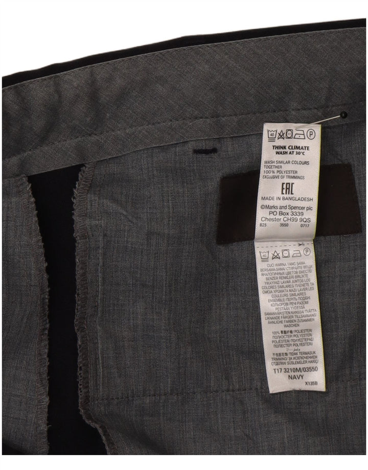Calça masculina reta regular Marks & Spencer W40 L33 azul marinho