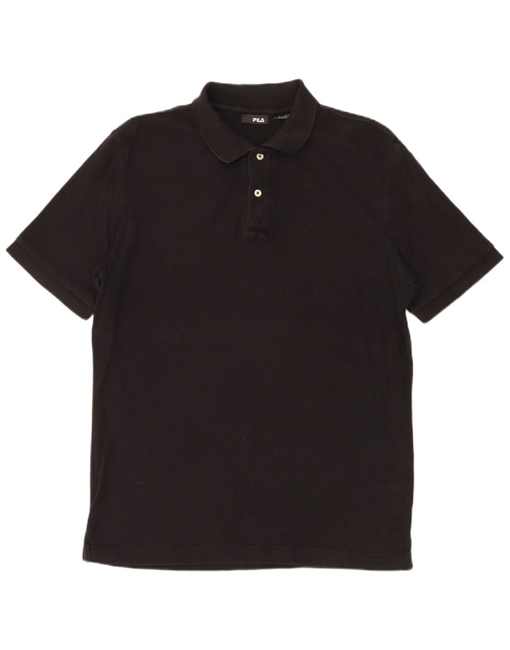 Camisa polo masculina FILA de algodão preto médio
