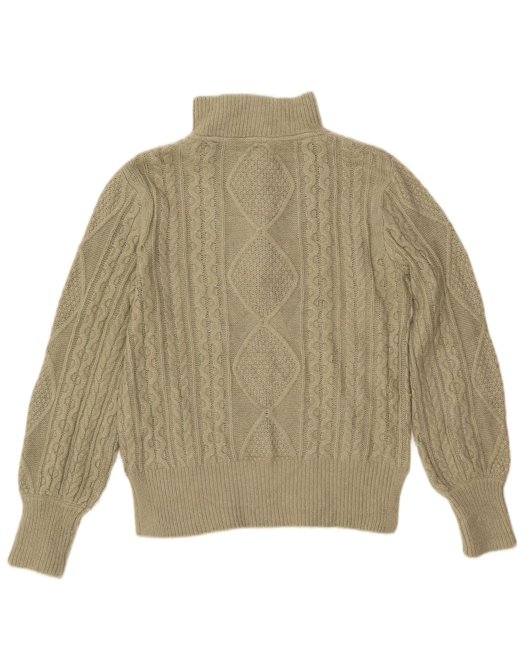 Suéter feminino FAT FACE com zíper e gola UK 8 pequeno cáqui Argyle/Diamante