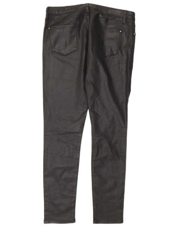 Zara Calça feminina casual encerada slim fit UE 44 XL W34 L29 preta